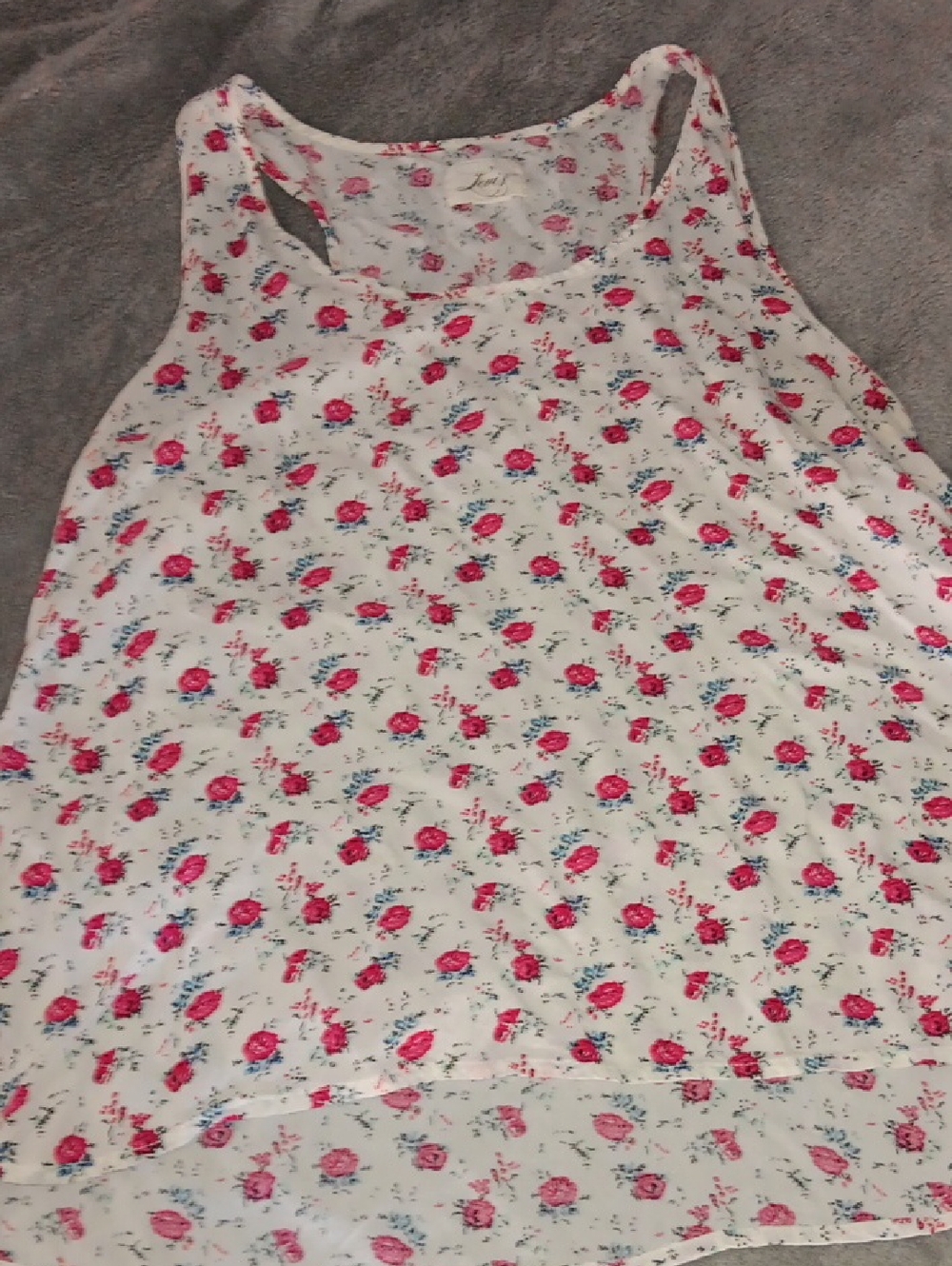 Levi's White Tank Top with Pink Rose Print